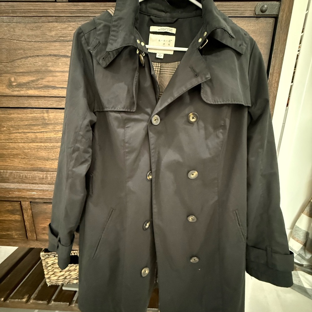 a new day Black Double-Breasted Trench Coat